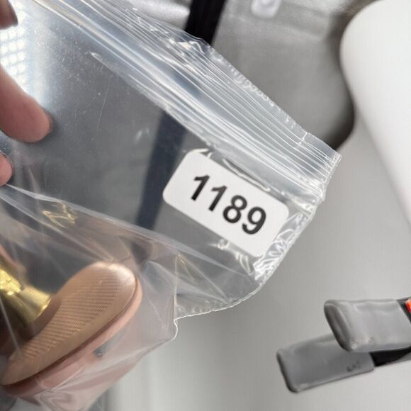 Schutz Womens Size 5.5 Aprill Vynil Slip On Open Toe Wedge Sandals Pink Gold - Picture 12 of 12